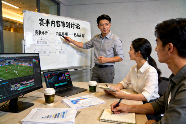 爱游戏体育内容团队工作会议场景 - 编辑与分析师讨论赛事内容策划