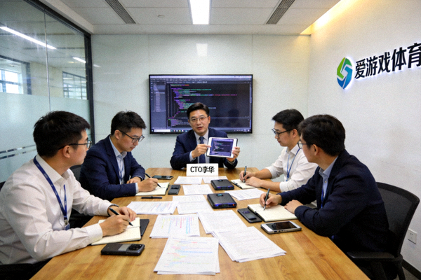爱游戏体育首席技术官李华在技术团队讨论中 - 专注的技术专家与团队领导者