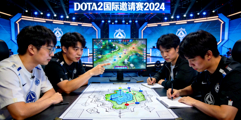 DOTA2国际邀请赛2024比赛现场 - 电竞战队战术讨论画面