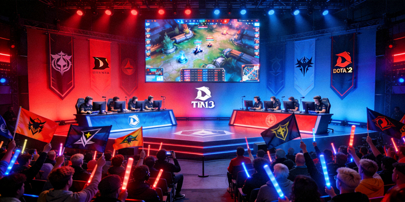 DOTA2国际邀请赛TI13比赛现场盛况 - 观众欢呼与战队竞技画面