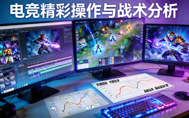 电竞短视频内容创作场景 - 精彩操作集锦与战术分析画面