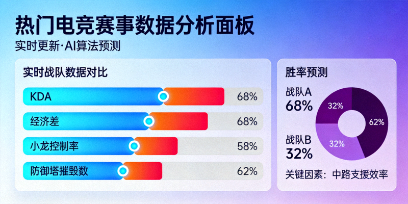 热门电竞赛事数据分析面板 - 实时战队数据对比与胜率预测