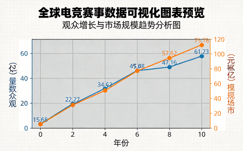 全球电竞赛事数据可视化图表预览 - 观众增长与市场规模趋势分析图