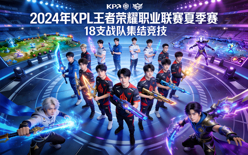 2024年KPL王者荣耀职业联赛夏季赛官方宣传海报 - 18支战队集结竞技画面