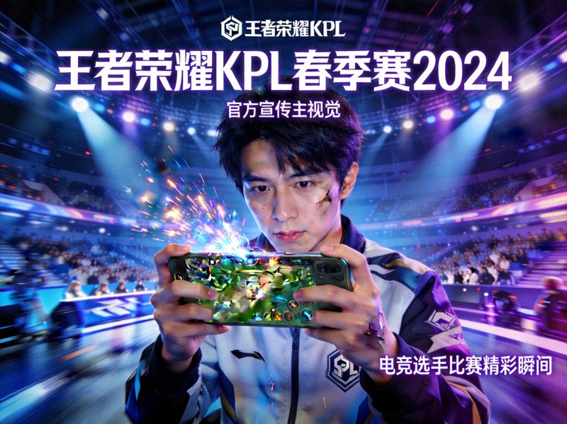 王者荣耀KPL春季赛2024官方宣传主视觉 - 电竞选手比赛精彩瞬间