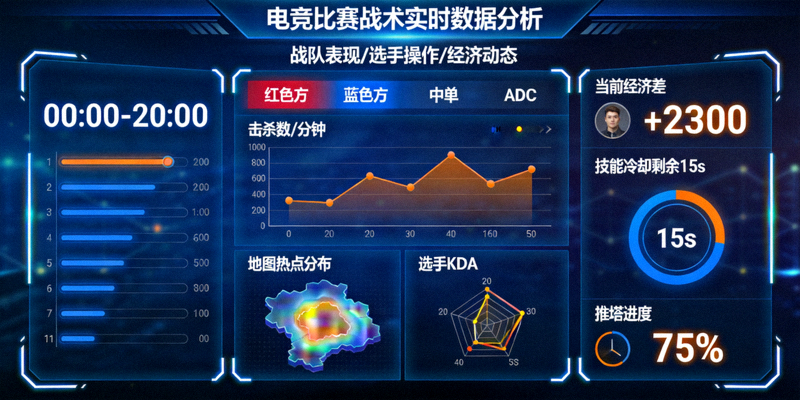 实时数据分析工具界面 - 电竞比赛战术数据可视化展示