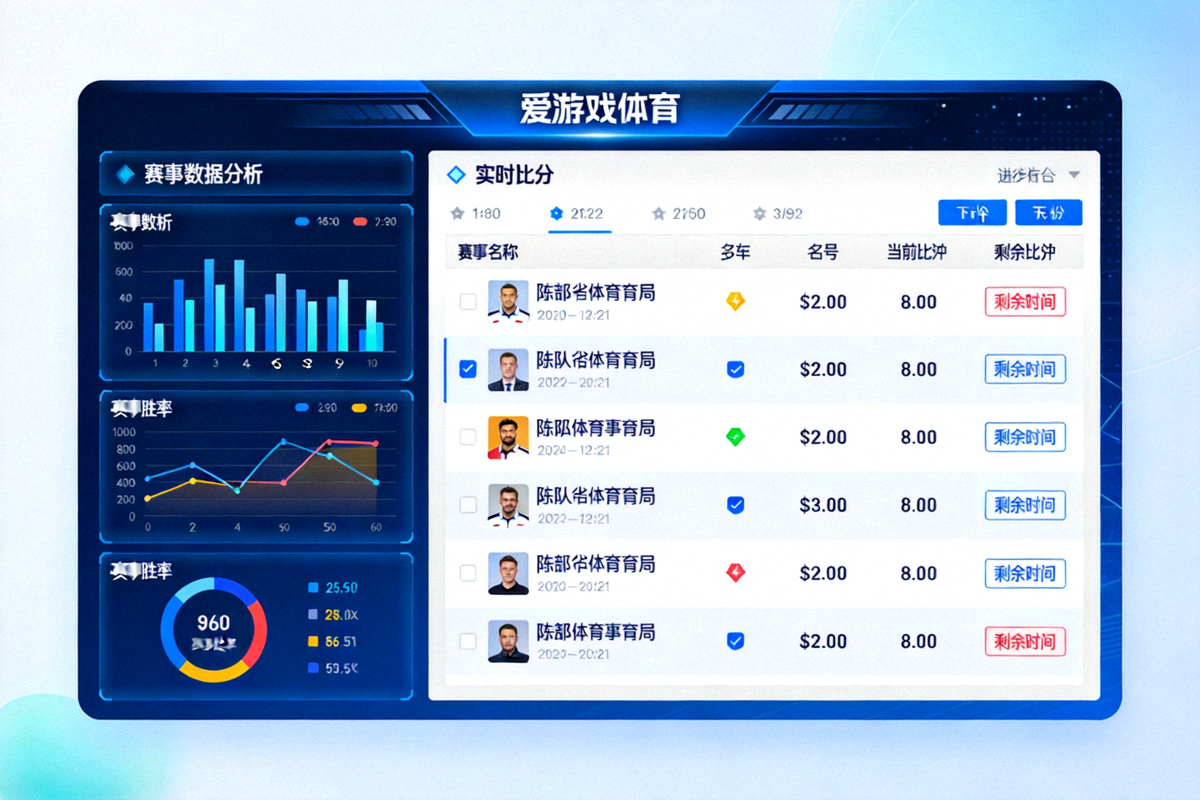 爱游戏体育官网首页展示 - 赛事数据分析看板与实时比分界面